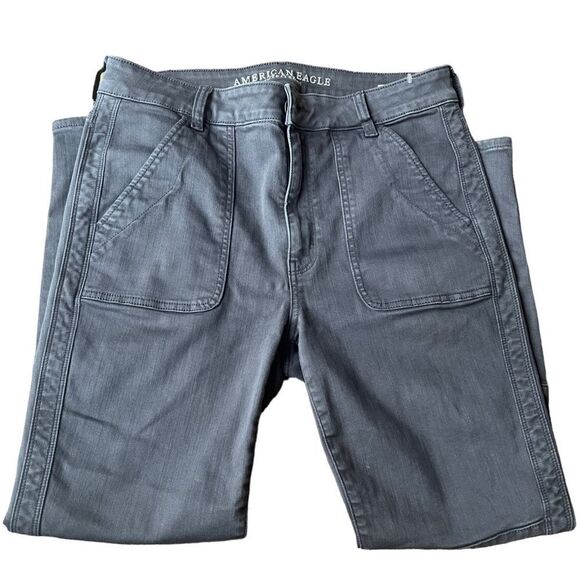 AE🦅 stretch women’s Next level stretch Jegging Crop Charcoal Grey Sz 12 EUC - Picture 4 of 15